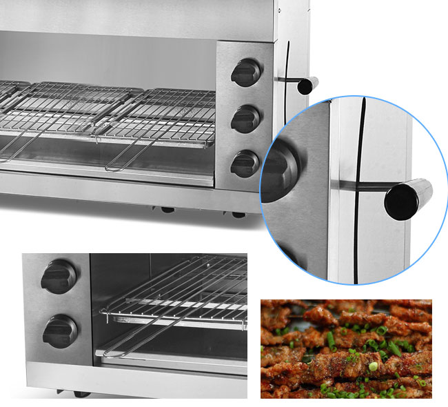 9KW εμπορικό αέριο Salamander 2 ραφιών 3/6 μηχανή σχαρών κρέατος ανοξείδωτου καυστήρων για το ξενοδοχείο