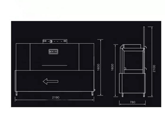 Διπλός κύλινδρος 400mm τύπων σηράγγων βιομηχανικό πλυντήριο πιάτων εστιατορίων